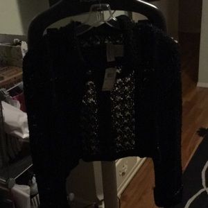 Black beaded lace evening jacket xl